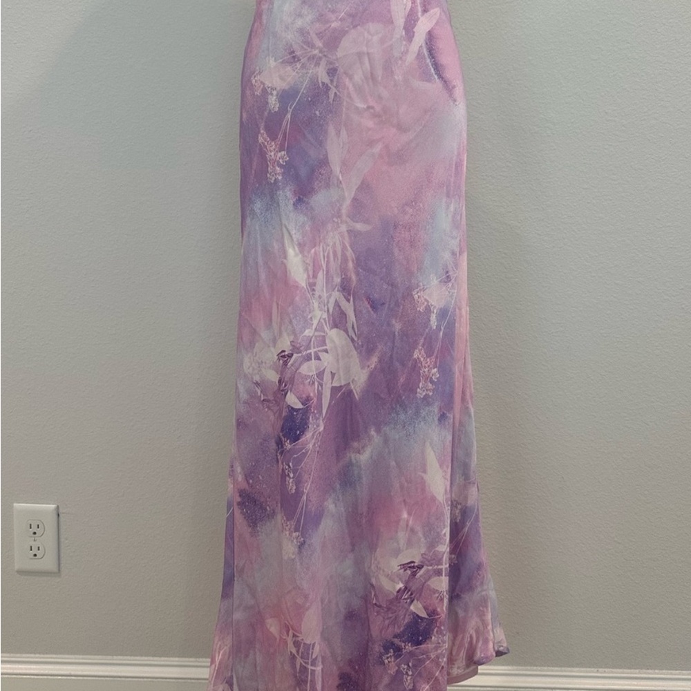 Anthropologie Pastel Lavender & Pink Watercolor Maxi Skirt